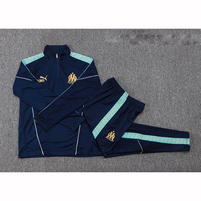 Tuta da Track di Felpa Olympique Marsiglia Bambino 2025-2026 Blu Verde